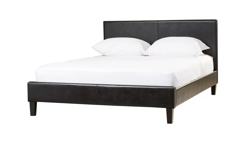 Black leather store platform bed