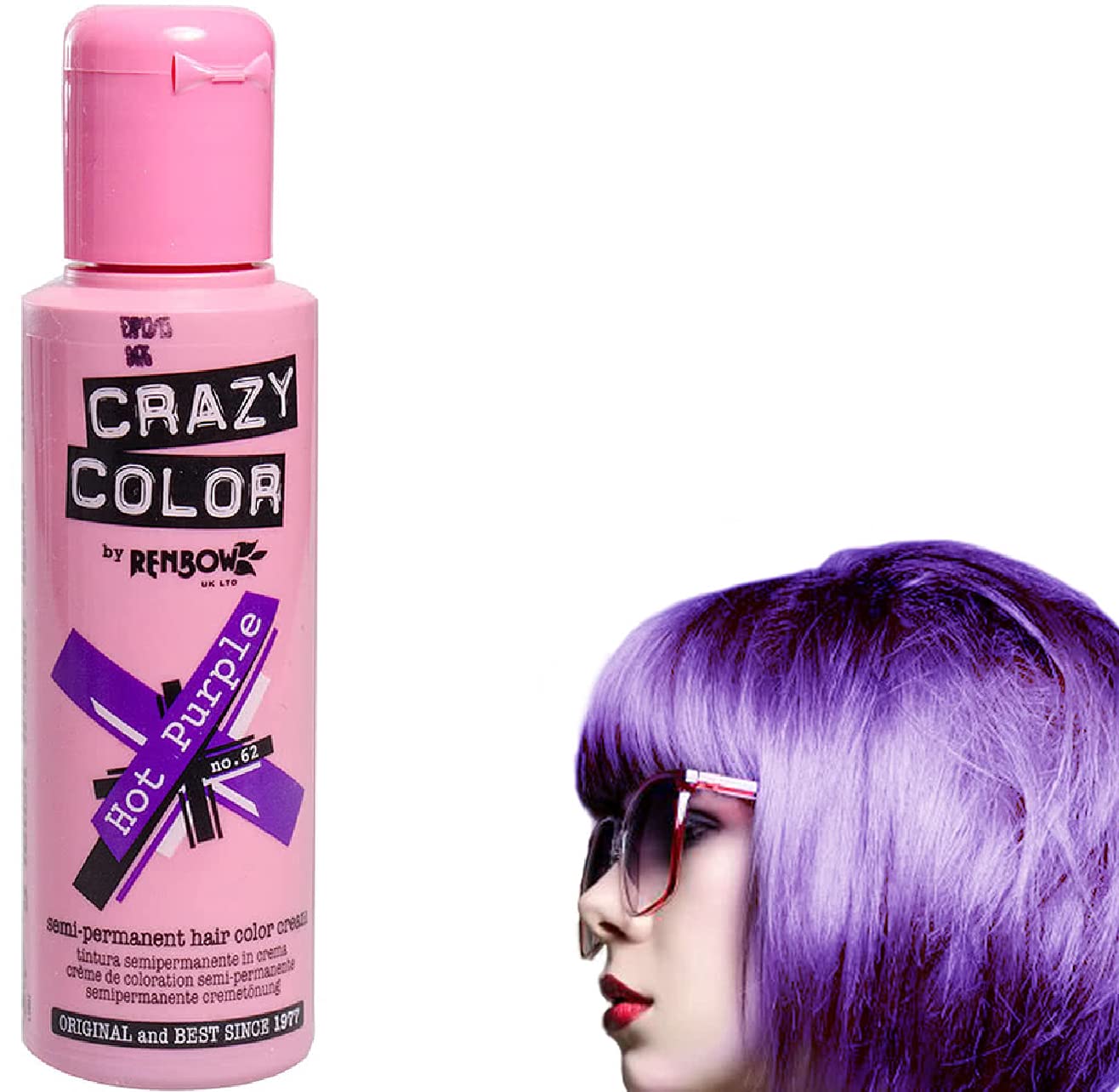 Buy Crazy Color Hot Purple Semi-permanent Hair Dye 100ml Online in UAE |  Sharaf DG