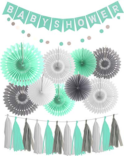 Grey baby sale shower decorations