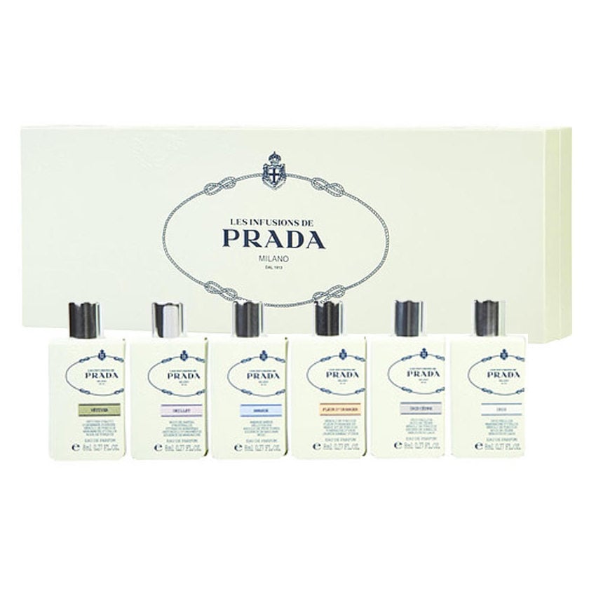 Prada Gift Set For Women (Iris 8ml EDP + Iris Cedre 8ml EDP +  FleurD'Oranger 8ml EDP + Amande 8ml EDP + Oeillet 8ml EDP + Vetiver 8ml  EDP) price in Bahrain,