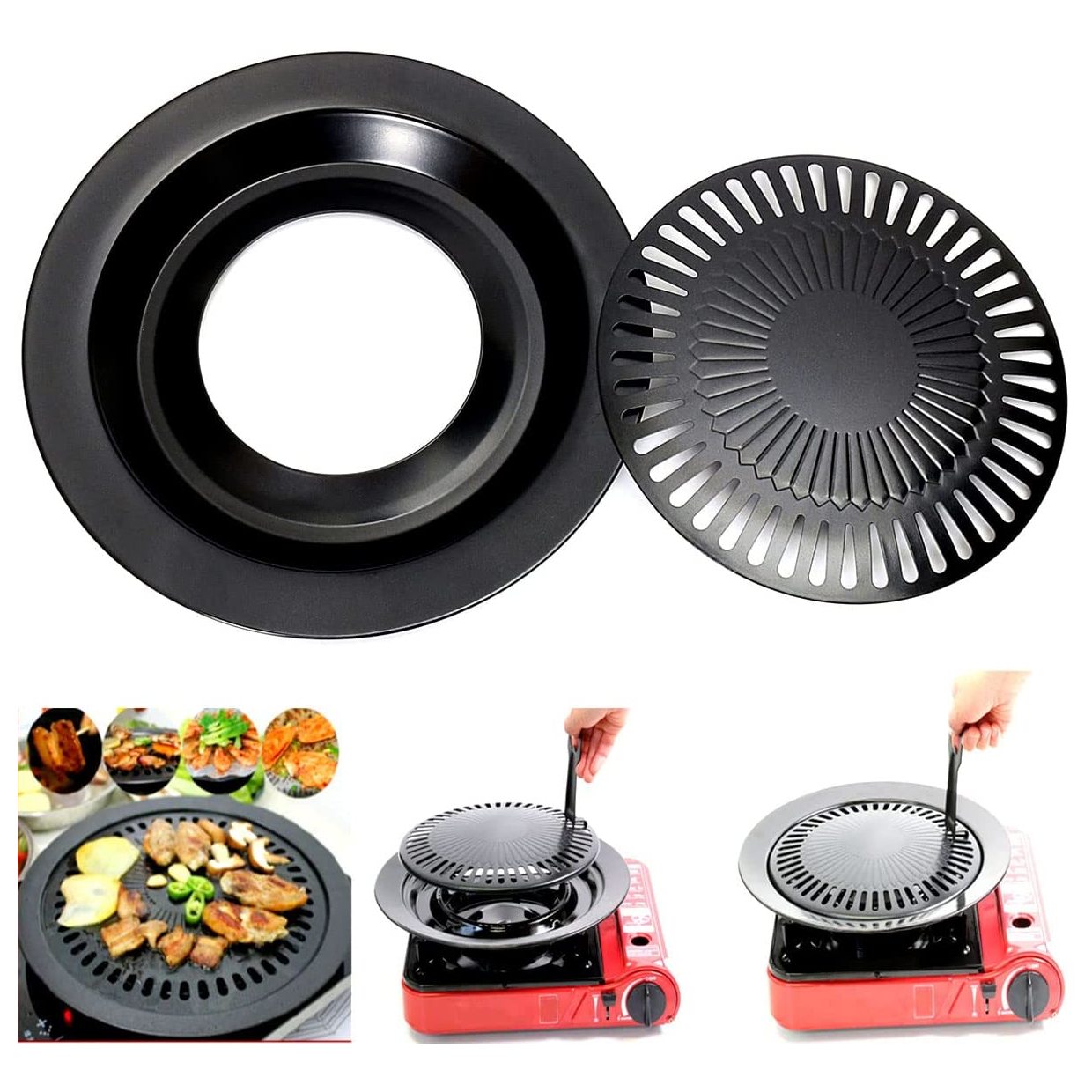 Buy Korean Double Burner Butane Camping Stove With Bbq Grill Hotplate-burger  Tray Online in UAE