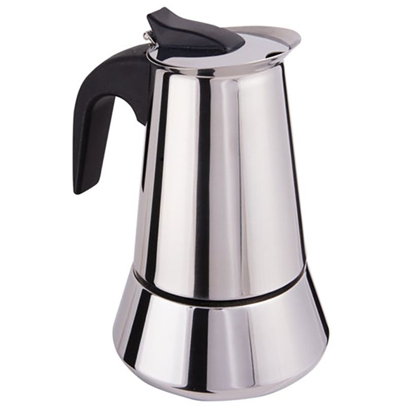 Fdit 200ml Stainless Steel Stovetop Coffee Maker Durable Espresso Pot Silver Moka Pot with Safety Valve