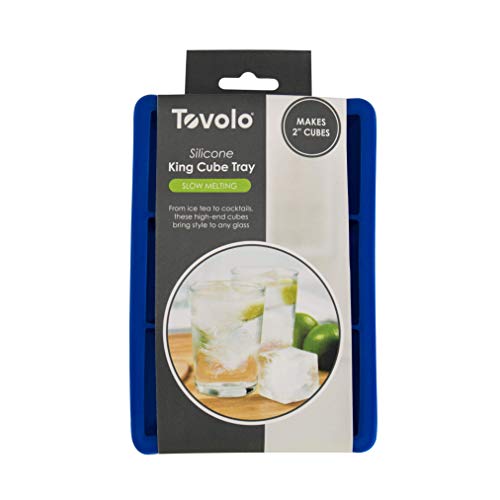 Tovolo Inch Large King Craft Ice Mold Freezer Tray of 2 Cubes for Whiskey,  Bourbon, Spirits & Liquor Drinks, BPA-Free Silicone, Set of 2, Stratus