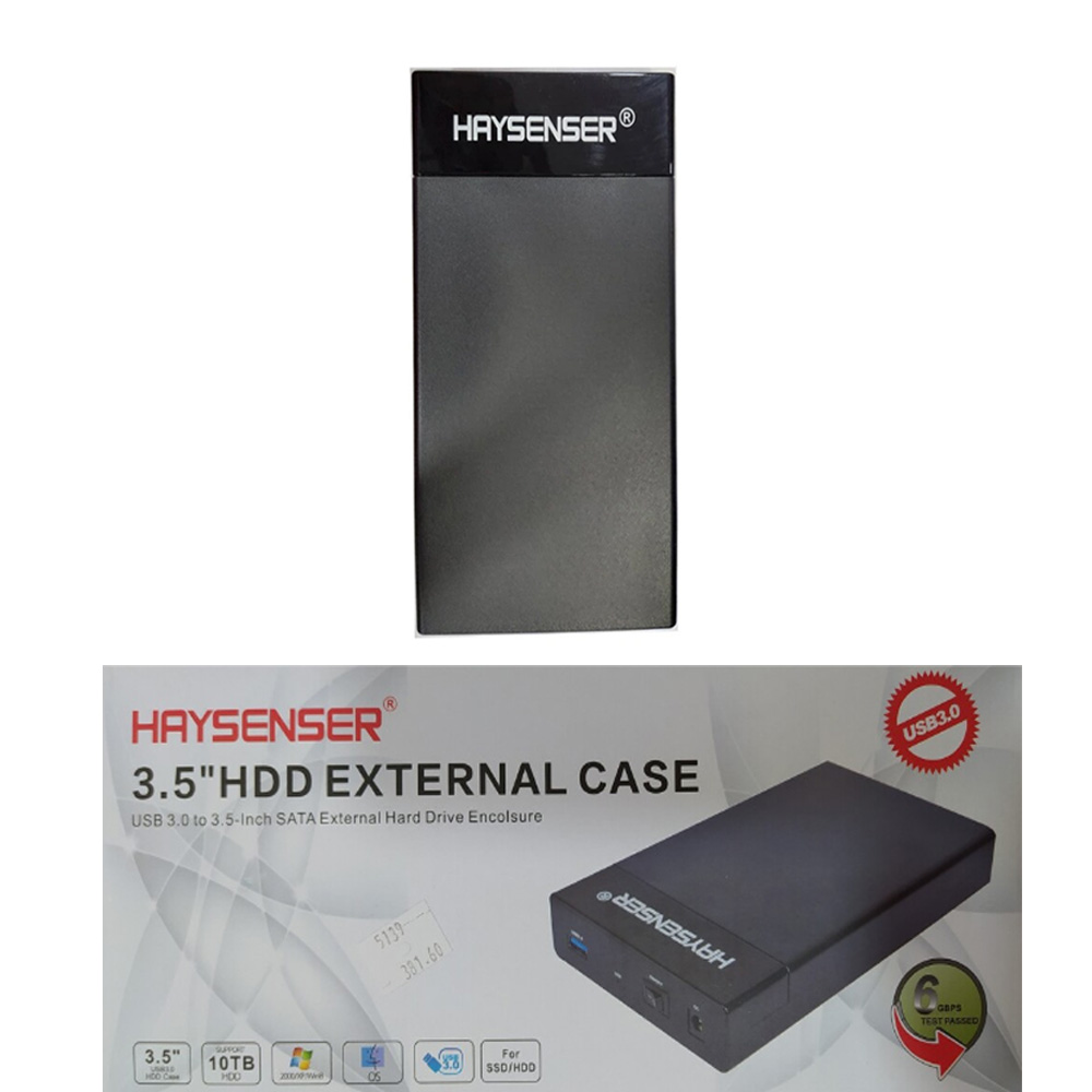 Haysenser External Hard Drive Enclosure 3.5 USB 3.0 to SATA Hard Disk Case with Power Adapter Online in UAE | Sharaf DG