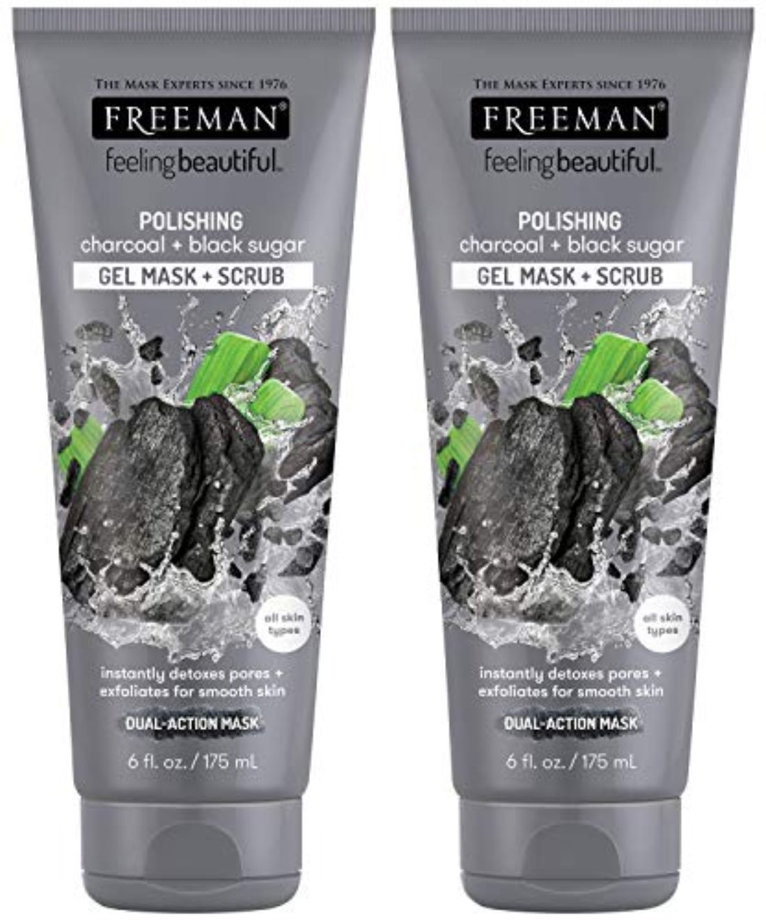 Buy Freeman Feeling Beautiful Charcoal & Black Sugar Gel Mask and Scrub, 6-Ounce (Pack of 2) Online in | Sharaf DG