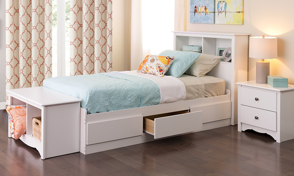 White twin outlet storage bed