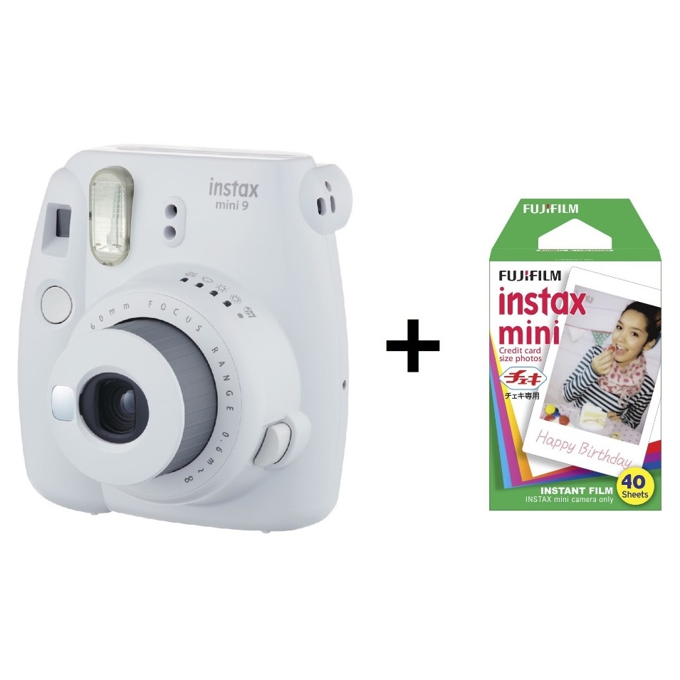 Fujifilm Instax Mini 9 Instant Film Camera Smoky White + 40 sheets