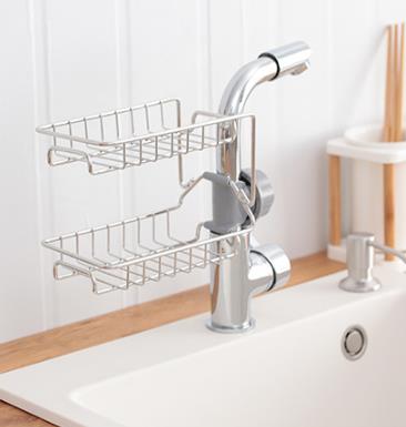 Kitchen Stainless Steel Sink Drain Rack Sponge Storage Faucet