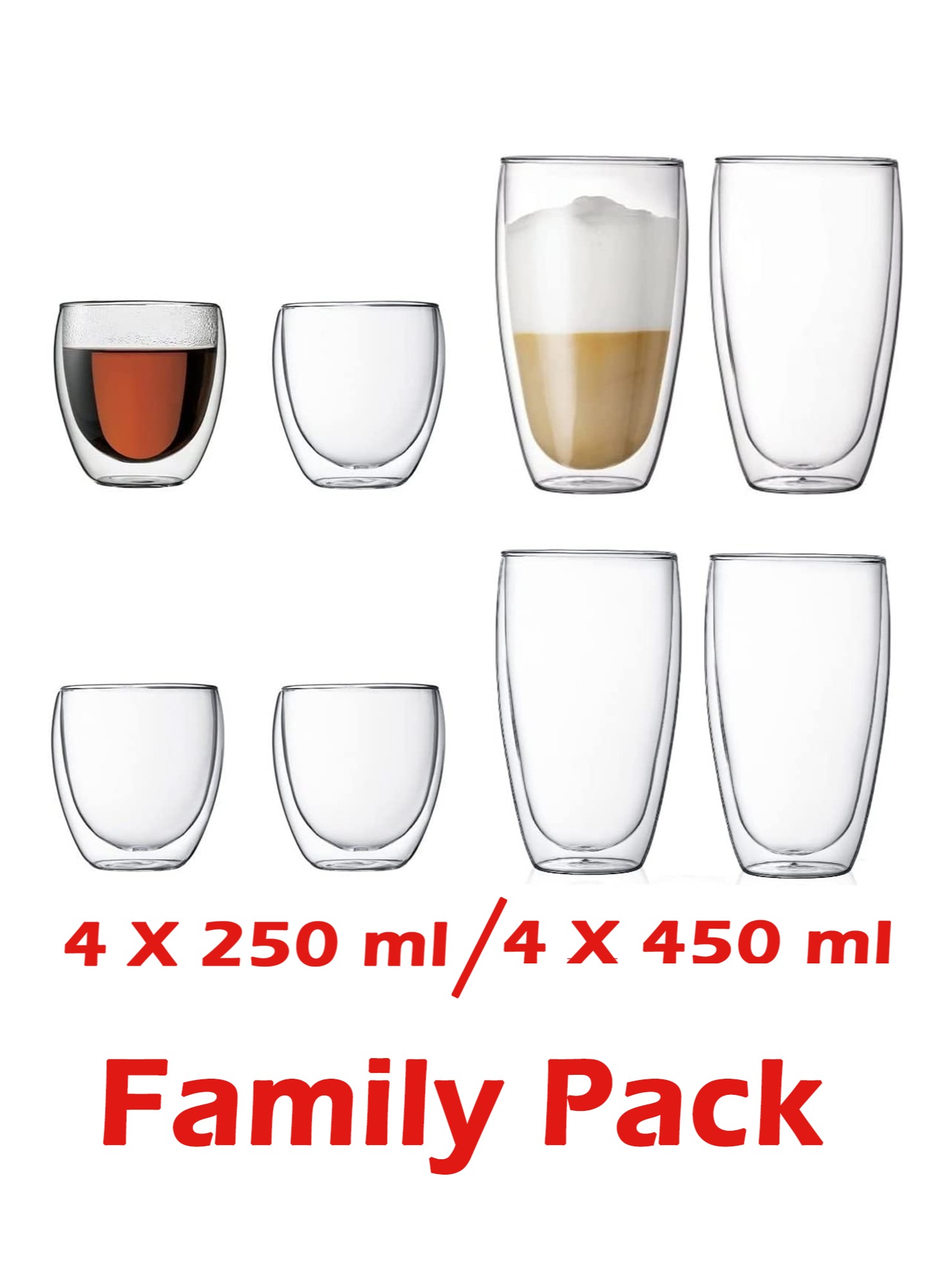 Bodum Pavina Double Wall Glass 250ml Set of 6