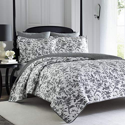 Laura Ashley Home | Breezy Floral Collection | Luxury Premium Ultra Soft  Quilt Coverlet, Comfortable 3 Piece Bedding Set, All Season Stylish